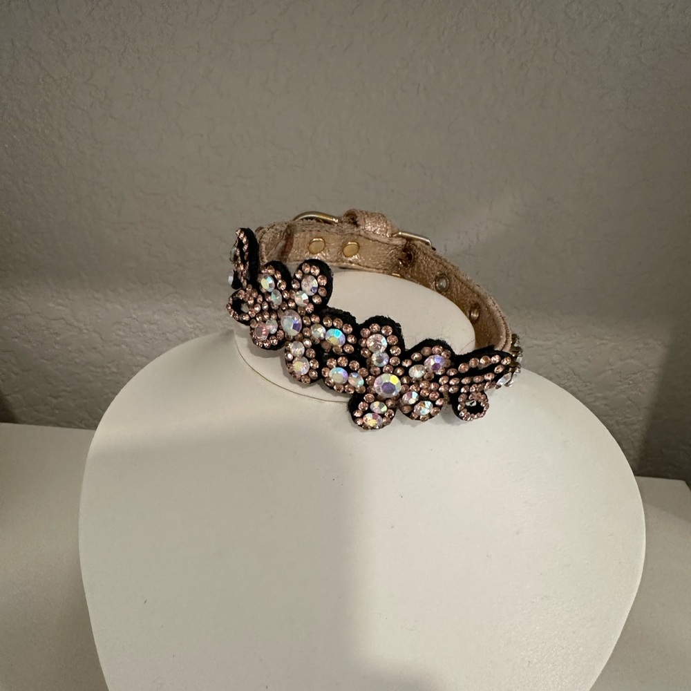 For Pets Only, Swarovski Crystal Collar in baby metallic pink.